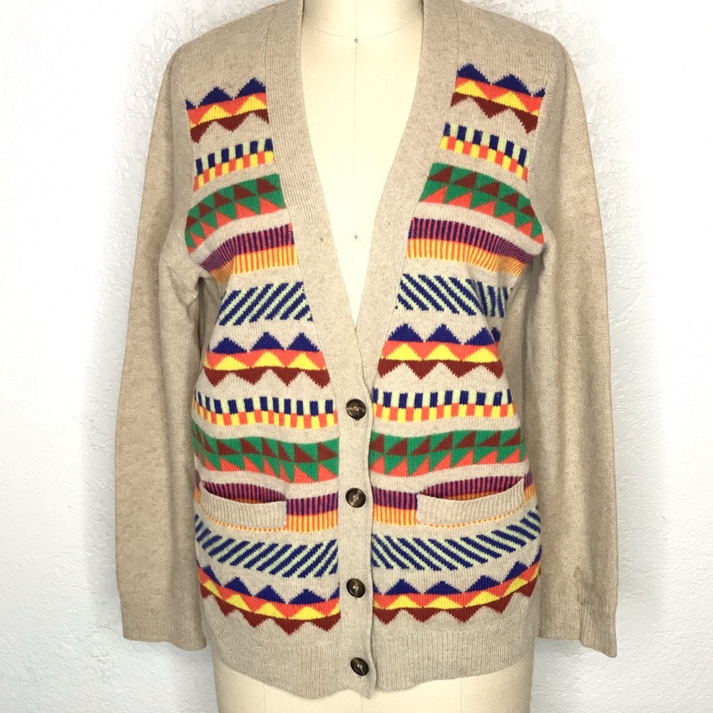 J. Crew x Wallace Wool Geometric Stripe Cardigan